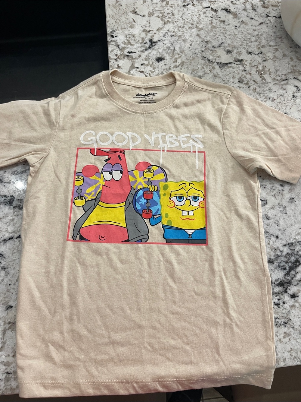 Nickelodeon SpongeBob & Patrick 'Good Vibes' Graphic Tee - Cream